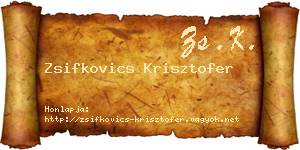 Zsifkovics Krisztofer névjegykártya
